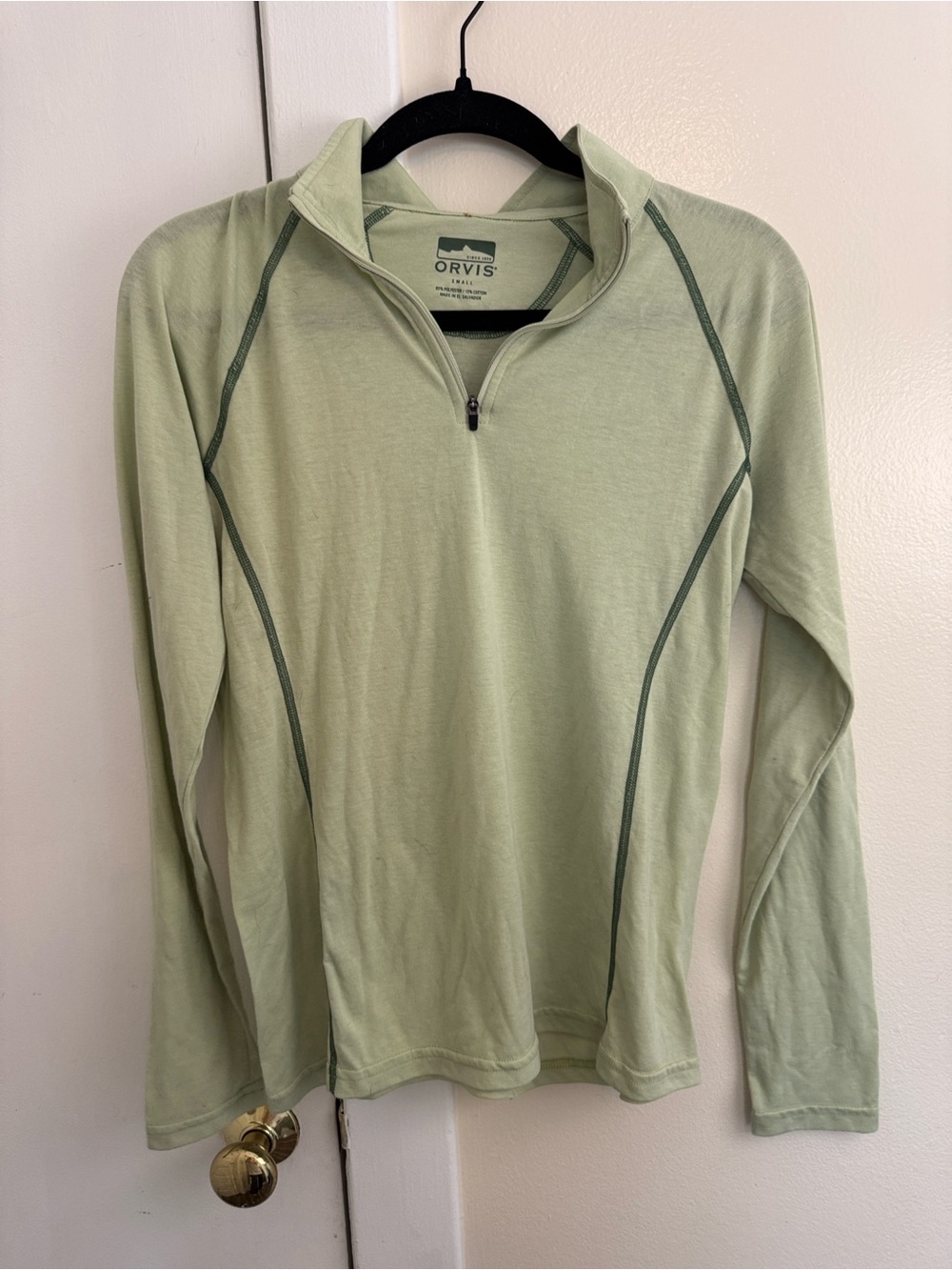 Orvis women’s Light Green Quarter-Zip Performance Shirt